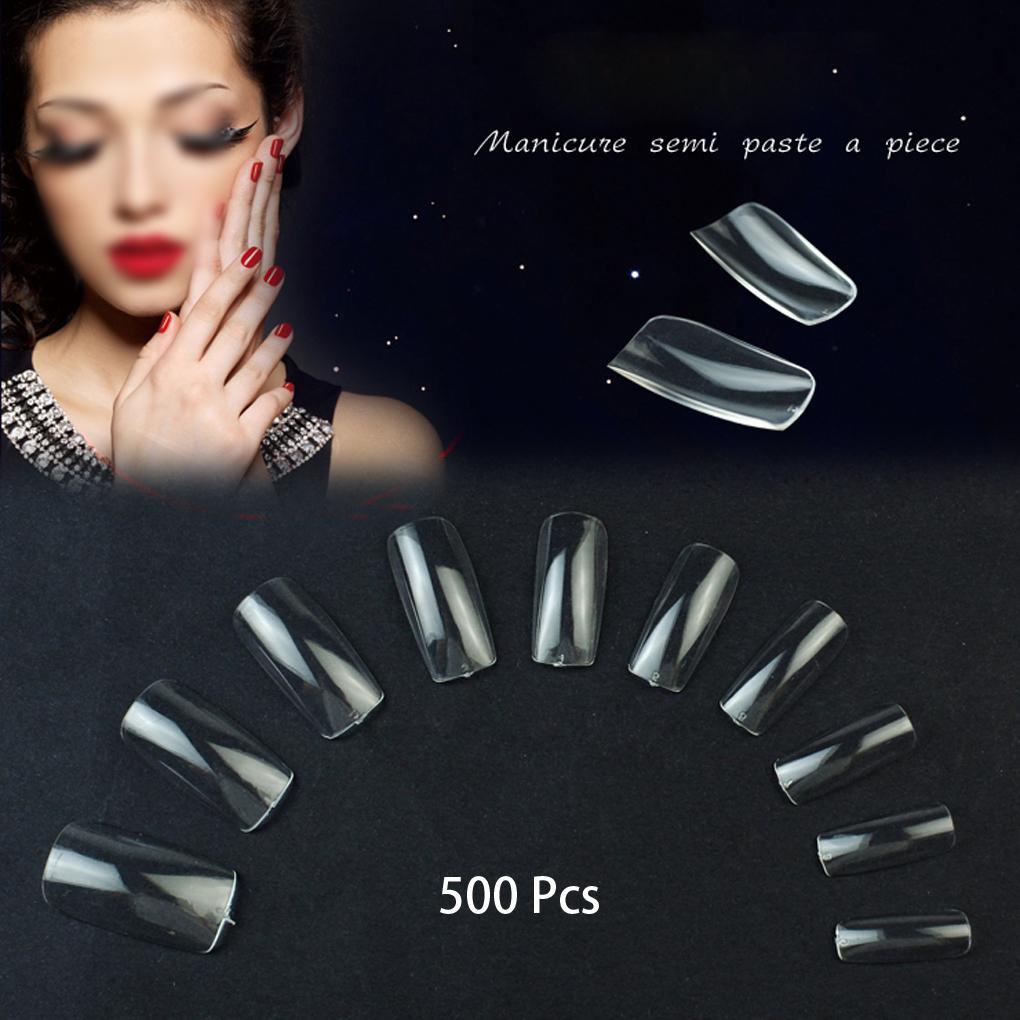 Image of 500pcs Nude transparent Full False Nail Art Design Tips French Acrylic UV Salon Makeup Set Decorated Fake Nail high quality