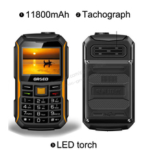 11800mAh Dual Sim FM MP3 Big Voice Shockproof Dustproof LED Torch Tachograph Mobile Power Bank Phone