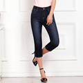 Women jeans calf length pants denim jeans summer slim pencil pants blue jeans cotton washed shorts