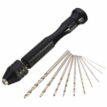 Mini Micro Aluminum Hand Drill With Keyless Chuck +10x Twist Drills Rotary Tools