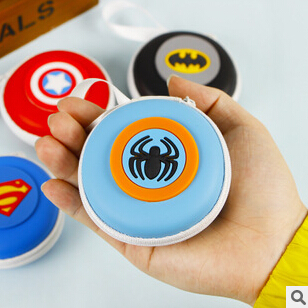 New Arrival Novelty Super Hero Silicone Coin Purse Key Wallet dual Earphone Organizer Box 
