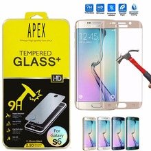 0.26mm 9H Curv Full Cover Tempered Glass Screen Protector Flilm sFor Samsung Galaxy S6 Edge/S6 Edge+ Plus Gold pelicula de vidro