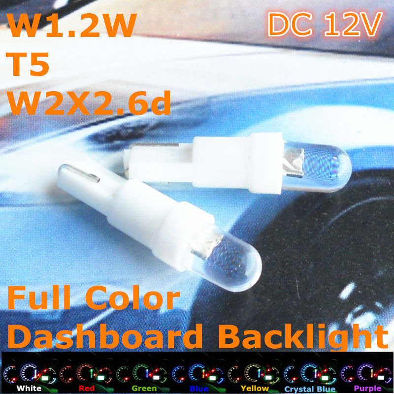 Image of Stock Free Shipping New 12V CE LED Car Bulb T5(5mm Spot Lamp)For W1.2W W2.3W W2X2.6d Dashboard Signal Ashtray Light