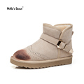 High Quality Suede Women Boots 2016 Winter Fashion Buckle Strap Flat Snow Boots for Ladies Brand