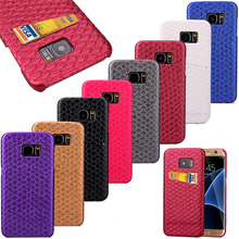 3D Fish-scale Pattern PU PC Card Holder Phone Bags &Cases for Samsung S7/S7edge Hard Back Cover Skin for iPhone6S 4.7/5.5 inch
