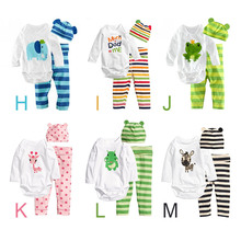 2015 Hot Newborn Carters Baby Girl Clothing Set Romper Hat Pants 3 pcs Infant Baby Boys