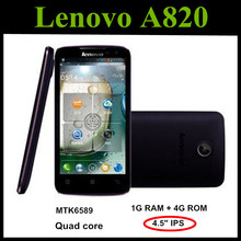 Original Lenovo A820 4 5 IPS MTK6589 Quad Core Cell phones Android4 1 Smartphone 1GB RAM