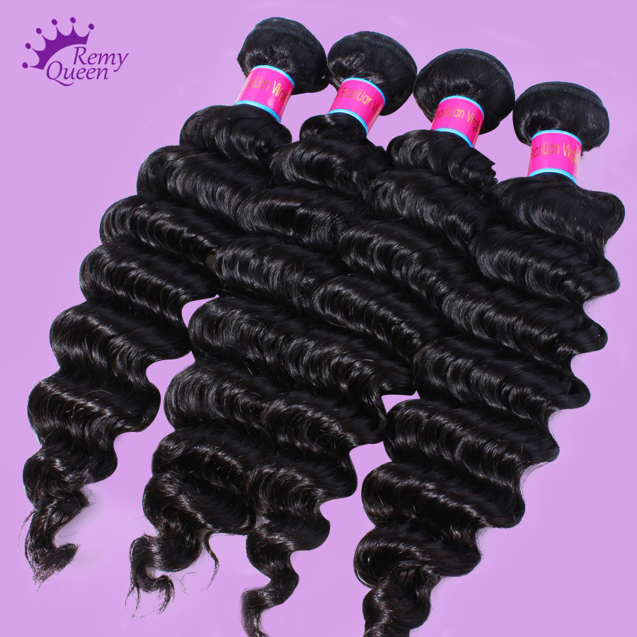 Image of 7A Brazilian Virgin Hair Deep Wave Brazilian Hair Weave Bundles 4 Bundle deals Deep Wave Rosa Hair Products Human Hair Extension