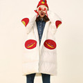 Womon Winter Coat 2016 Smiling Face Appliques Long Parkas kawaii Hooded Cotton Long Sleeve Jacket Preppy