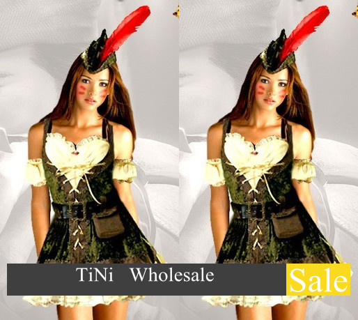 Free Shipping Halloween Costume Robin Hood Sexy Medieval Maid Ma