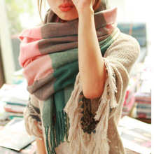 2014 Autumn and Winter Wool Fashion Leisure Scarf Men and Women Couple Section of Thick Plaid Scarf Shawl Long