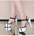 New summer high heeled sandals Fish head buckle women s sandals pigskin waterproof sexy sandals women