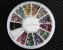 2015 High Quality 2000 1 5mm Assorted Colors Round Glitter Nail Art Decorations Wheel Rhinestones
