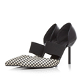 2016 New High heeled Pumps Women Shoes High Heels Black White Printing Shallow Mouth Thin Heel