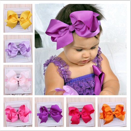 Image of Baby girl big bows hair accessories Infant baby headband Elastic hair bands Hair bows Baby girl headbands 1PC HB145
