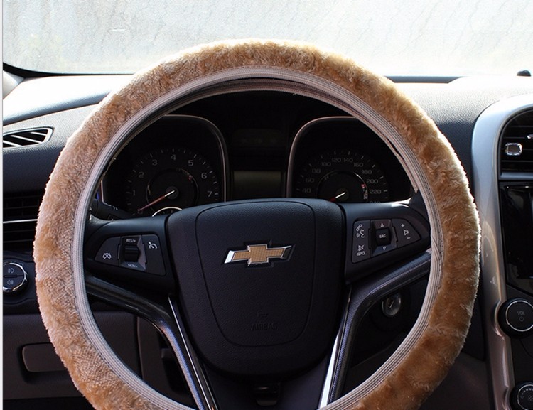 Car Winter General Plush Lint Steering Wheel Cover Soft Imitation Wool Accessories (7)