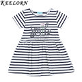 Keelorn Girls Dress 2017 Brand Girls Clothes Fashion Style Children Clothing Striped Princess Dress Summer Kids