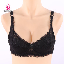 QueenMaker Lady Ultrathin sexy Lace Bra Underwire 3 4 Cup Brassiere women Underwear 34 36 38