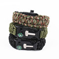 4in1 Survival Paracord Flint Fire Starter Whistle Outdoor Camping Survival Gear Buckle Travel Kit Rescue Rope