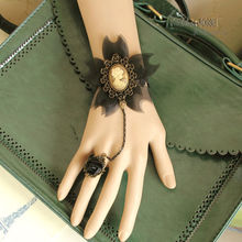 Handmade Womens Multi Layered Chiffon Queen Statue Flower Lace Adjustable Ring & Bracelet SET Gothic Lolita Ball Fashion Jewelry