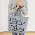 EXCELSIOR 2016 Cartoon Cats Printed Beach Zipper Bag Bolsa Feminina Canvas Tote Shopping Handbags sac a