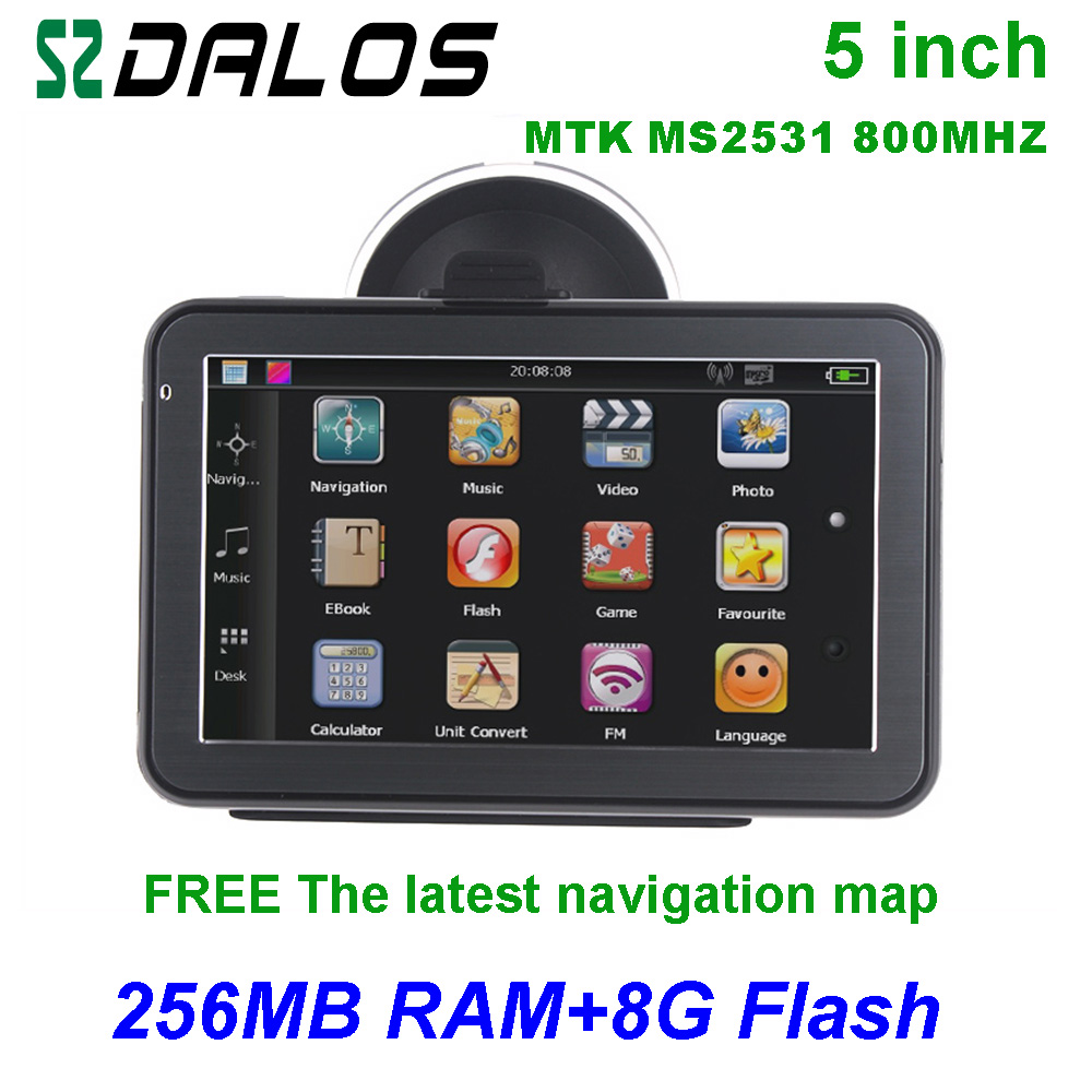 High quality 5 inch gps navigation with 8G 256 ram free map for all cars