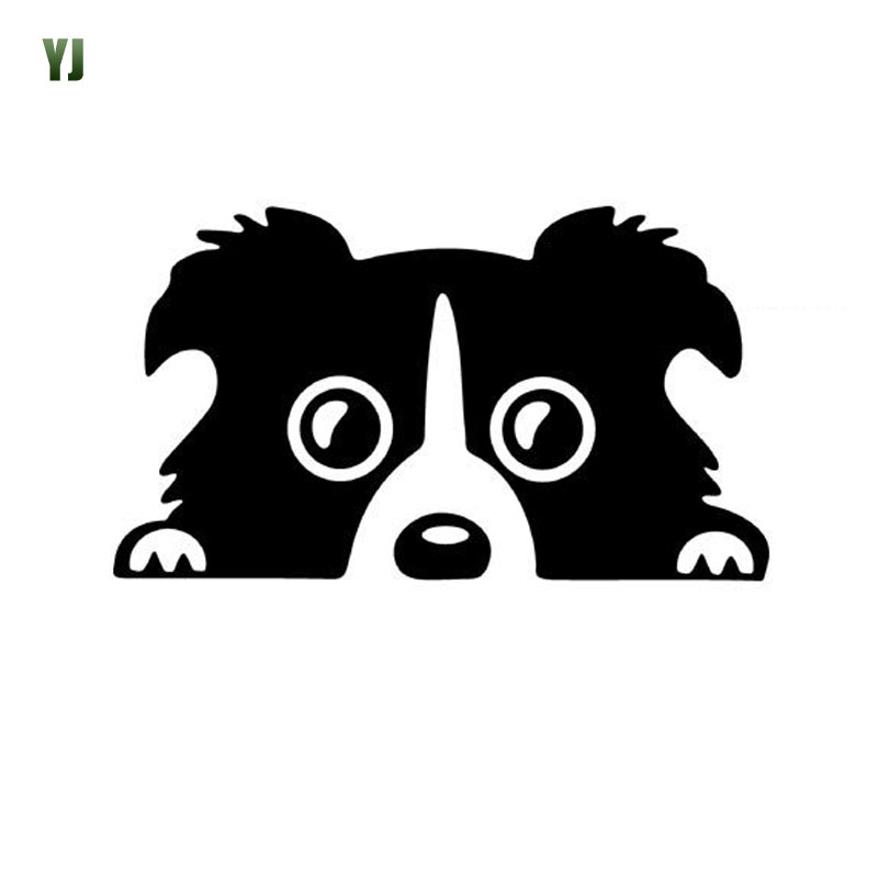 Image of 14*8CM Border Collie DOG Personality Reflective Glass Rear Pet Car Sticker Black/Silver CT-505