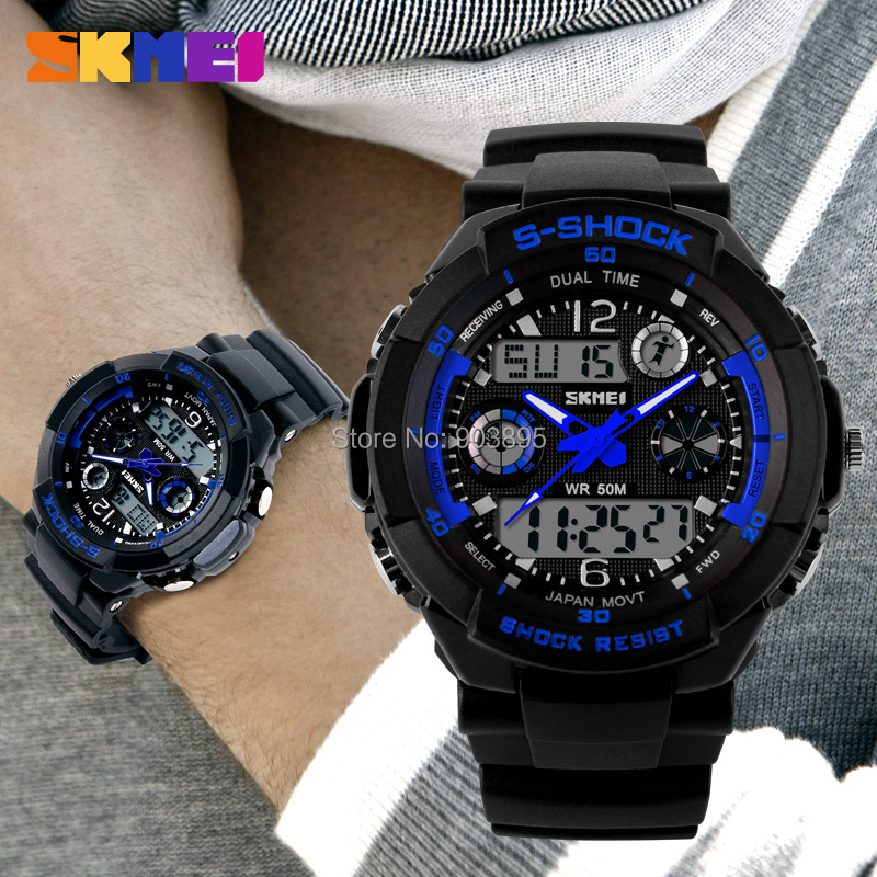 S SHOCK 2015 New SKMEI Luxury Brand Men Military Sports Watches Digital LED Quartz Wristwatches rubber