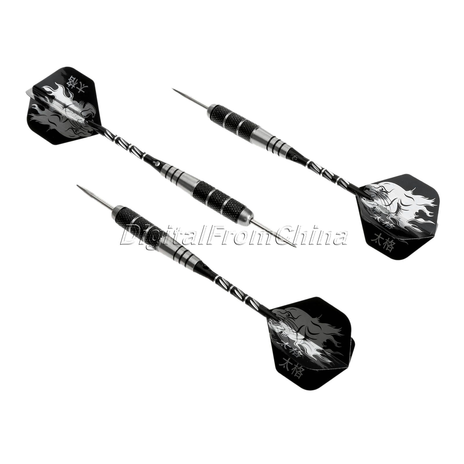 3Pcs/1Set Iron Plating Darts 22g Black Steel Needle Tip Hard Dart Flights 
