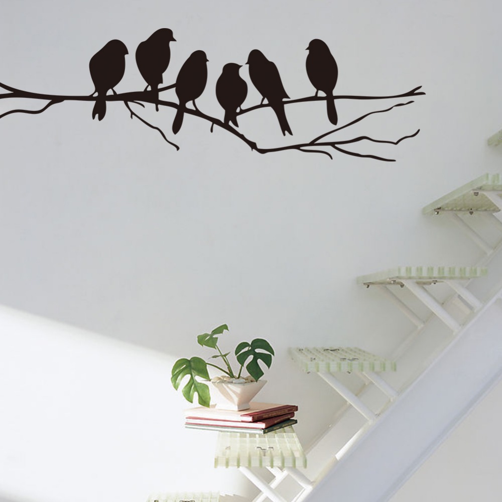Image of Free shipping: Removable Black Birds Tree Branch PVC Mural Art Decal Room Wall Stickers Home Decor DIY Room Decoration