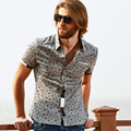 New 2016 Summer Casual Linen Men Shirt Fashion Short Sleeve Striped Shirts For Men Slim Fit
