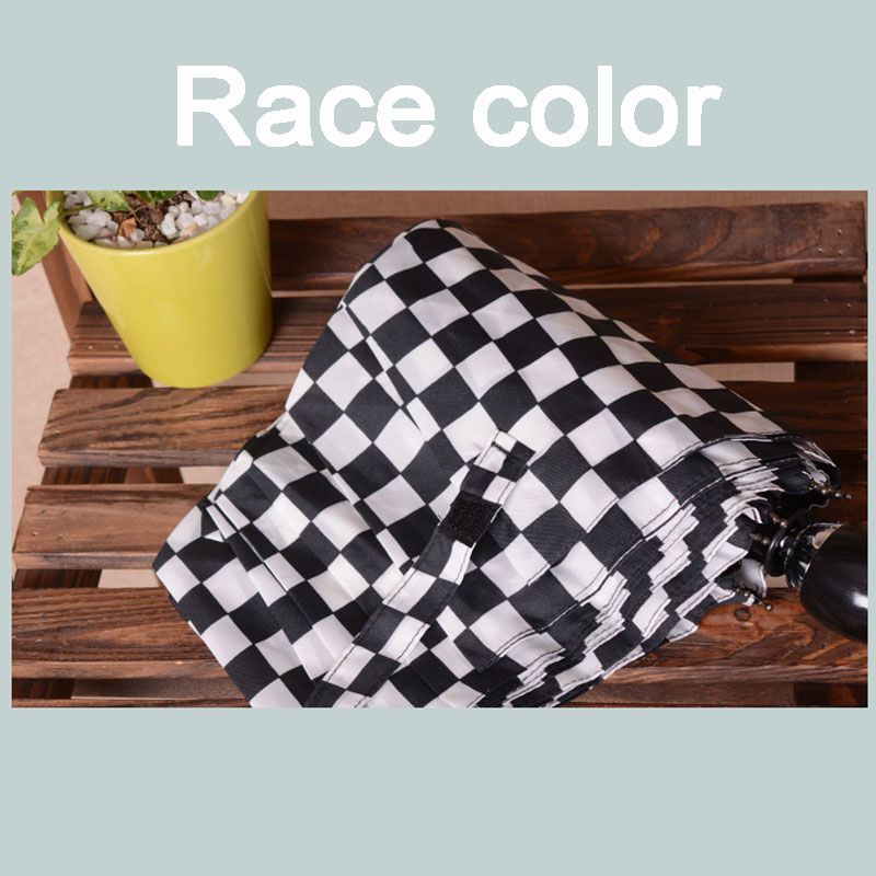 Black White font b Chequered b font Pongee women umbrella with race color Fully automatic 3