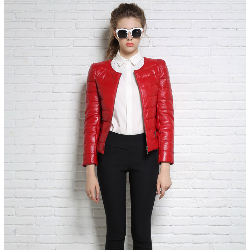 Leather jacket women brand 2015 New designer leather coat genuine sheepskin jackets female spring coats free shipping 1425