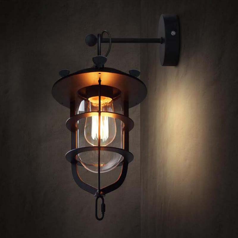 Led Edison Wall Lamp Vintage 220V E27 Black Industrial Wall Lights Hallway American Country ...