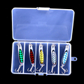 New 5Pcs Metal Hard Paillette Fish Spoons Lure Oblique Sequins Bait Tackle Treble Hooks With Box