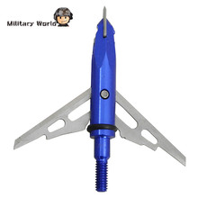 6pcs lot Outdoor Archery Sports 2 Blade 100 Grain Arrowhead Military Hunting Steel Arrow Tip Broadheads