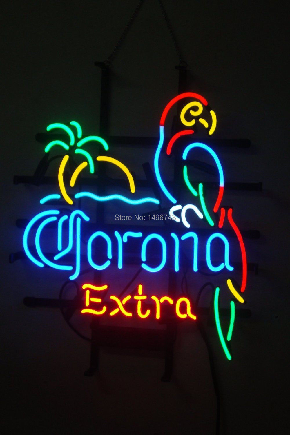 Neon Sign Corona Extra Parrot Neon Bulbs Handcrafted Bottle Palm Tree