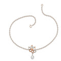 Stainless Steel Anklet Rose Gold Plated Simulated Pearl Lotus Anklet Bracelets Stainless Steel Footbaths Bracelets Ankley