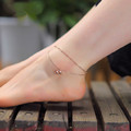 18k Rose Gold double Anklet Titanium Steel Barefoot bells Anklet Bracelet Foot Jewelry Fashion Femininas Leg