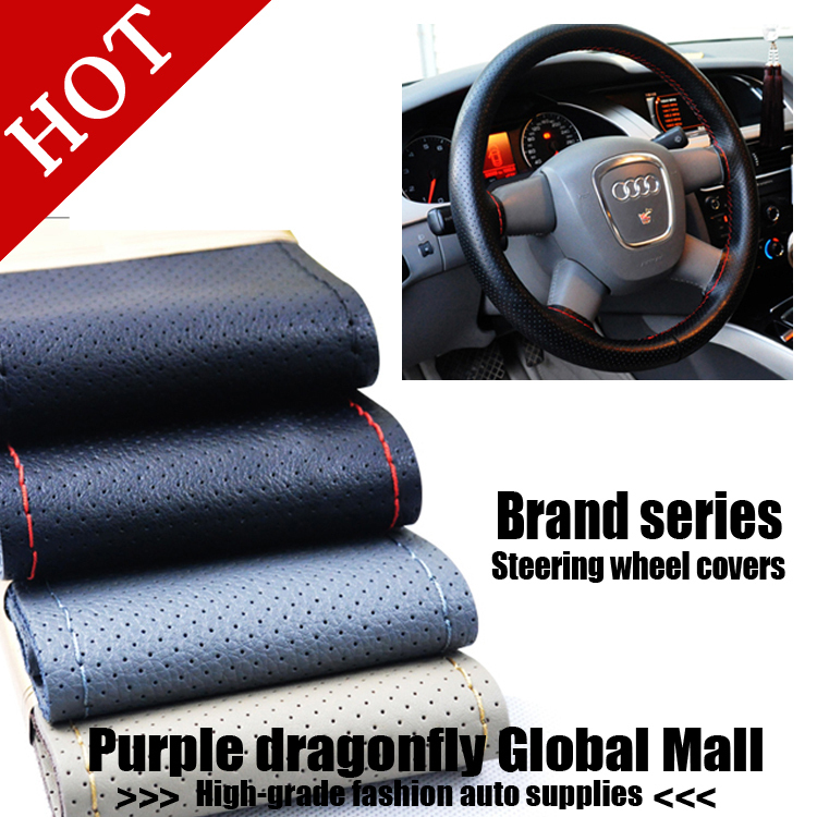 High quality 3 Colors High quality Genuine Cowhide Leather Steering Wheel Cover racing steering wheel
