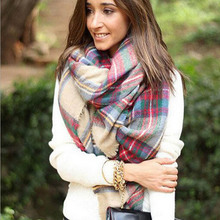 Kimisohand New Arrival Fashion Scarf Wrap Shawl Plaid Cozy Checked Women Lady Blanket Oversized font b