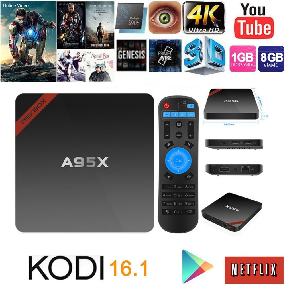 1GB/8GB Mini A95X Nexbox Set-top Box Android 5.1 Amlogic S905 Smart TV Box Quad-core 64bit KODI 16.1 4K Smart IPTV