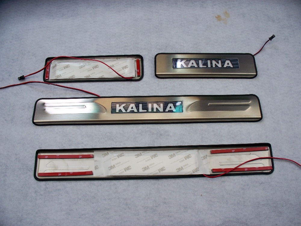 For Lada Kalina Door Sill Scuff Plate 2010 2015 Stainless Steel With Led Welcome Pedal Car
