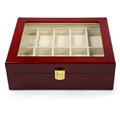 2016 Hot Sale 10 Grids Red Wooden Watch Case Glass Cover Elegant Watch Box Jewerly Storage