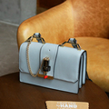 Spring New Female Small Lipstick Lock Handbag Cross Body Shoulder Flap Bag Mini Messenger Bag Chain