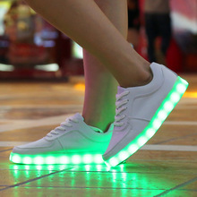 New 2015 7 Colors LED luminous shoes unisex led sneakers men & women sneakers USB charging light led shoes for adults led shoes