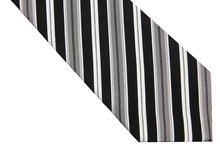 NT0627 White Black Stripes Woven Mens Necktie New Silk Polyester Business Casual Wedding Fashion Knitted Ties