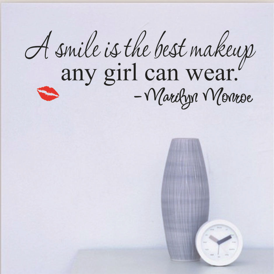 Image of Smile Makeup Marilyn Monroe Quote Vinyl Wall Stickers Art Mural Home Decor Decal~lips gs482