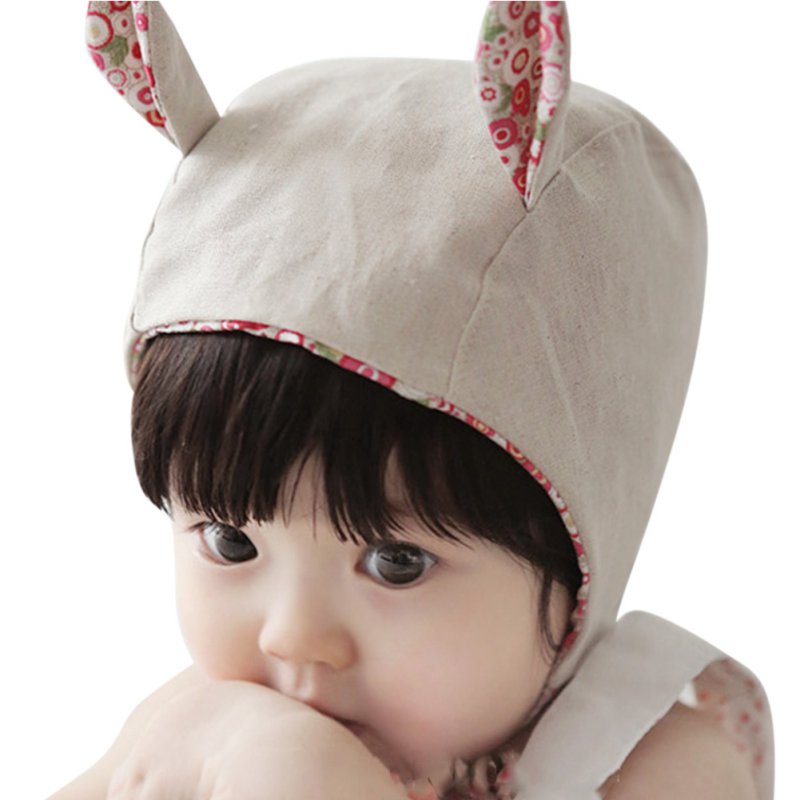 Cute Infant Baby Girls Boys Floral Hat Cartoon Little Ear Princess Palace Cap Baby Cotton Hats
