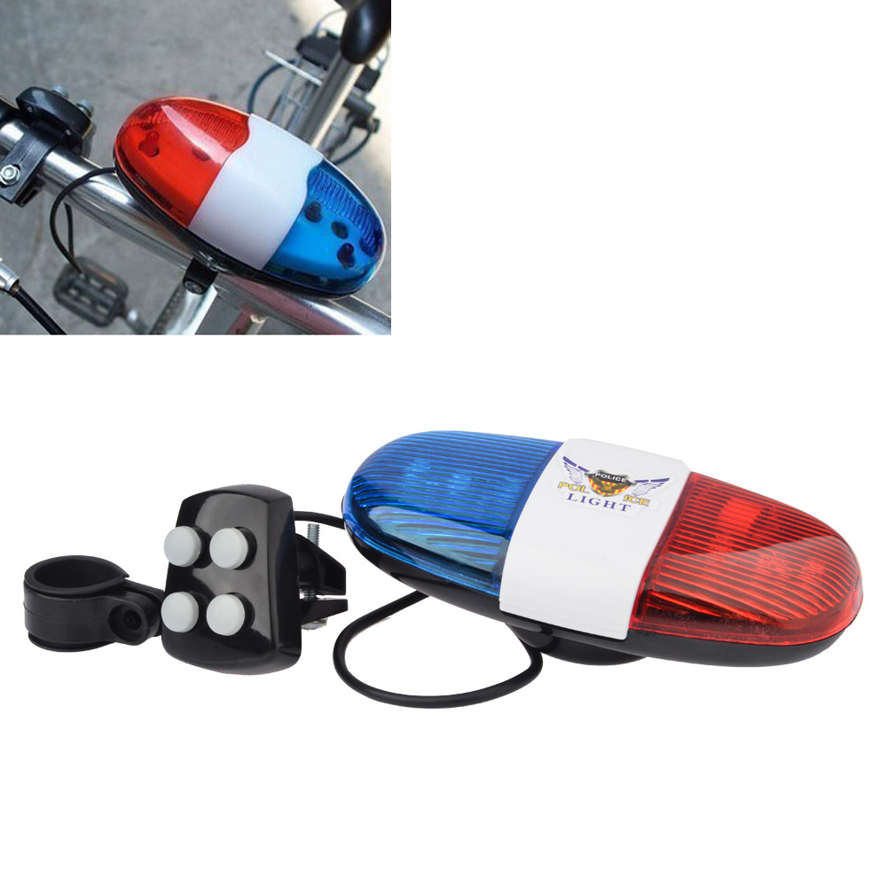 Image of Bicycle Accessories 6LED 4Tone Sounds Bicycle Bell Bike Rings PoliceCar Light and Electronic Horn Siren for Kid's Bicycle
